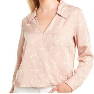 Vintage Havana | Ivory Stars Faux Wrap Blouse | Long sleeve  | Size Small
